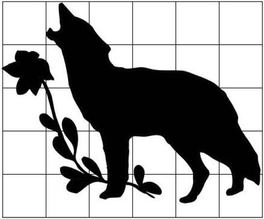 wolf and flower clipart