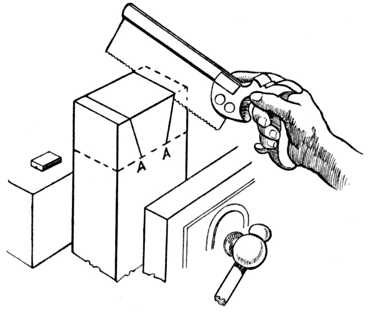 Fig. 308.Sawing the Dovetails.